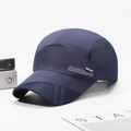 Dark blue quick-dry sports cap with breathable side mesh and adjustable back strap - Adjustable / Navy Blue