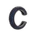 Luxury gun-black ear cuff with pave-set dark blue and black cubic zirconia crystals - Gunmetal Deep Blue Zirconia 1PC