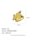 18K gold plated stainless steel fish pendant with yellow enamel stripes and 2.5g weight - Yellow White Enamel Fish (N3726_2)