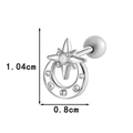 Silver star and moon cartilage stud earring with micro-paved cubic zirconia stones - Star Moon Style (0197-3#) / Silver