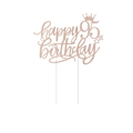 Roségoldener Tortenstecker zum 95. Geburtstag mit Glitzer, Text und kleiner Krone - 95. Geburtstag (95) / Roségold