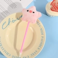 Penna a sfera creativa a stella in peluche rosa per studenti con design a pompon - Stile Maialino Rosa (LYP6122) / Forma a proiettile / Rosa