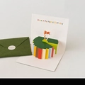 Biglietto auguri 3D con torta colorata, busta verde oliva e adesivo di chiusura - Design D - HK8005 Biglietto Pop-up Arcobaleno