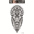 Waterproof black wolf totem temporary tattoo sticker FF-152 with sun and abstract symbols - Sun Abstract Totem (FF-152)