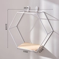 Mensola da muro esagonale bianca in metallo con base in legno e larghezza 26 cm - 26x22.5x9.5cm / Esagono Singolo 4-Bianco