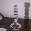 Three-sphere clear glass candle holder for taper candles 15cm height vintage style - Plain Three Balls Style / Clear