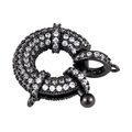 Black metal ring jewelry connector with micro-pave crystals for necklaces - Style-L0303-G (Black Spring Round Clasp)