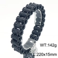Pulsera de cadena de bicicleta hip hop para hombre en acero inoxidable negro de 15mm - Negro