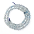 Faceted round light blue natural stone beads for DIY jewelry making and necklace crafts - Aquamarine