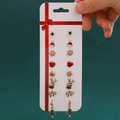 Complete 8-pair Christmas earring set featuring snowflake reindeer and tree on card - 61 Christmas Tree (8 Pairs Set)