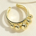 Minimalist double layer adjustable gold ring with gradient metallic beads accent - Five Gradient Beads Ring