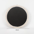 Bohemian round decorative wall mirror with light wood bead frame and 43cm diameter - Style K 43cm