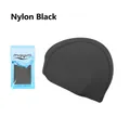 Durable black nylon swim cap for adults with one size fits all flexible packaging - One Size / Nylon Black