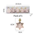 Set di 5 decorazioni a stella oro rosa con stampa di alberi e cordini dorati - Stella Esagonale Dipinta Galvanizzata / Oro champagne