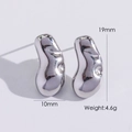 Orecchini a lobo a forma di fagiolo in acciaio argento, 19x10mm, peso 4,6g - Color Acciaio