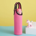 Pink 750ml neoprene water bottle sleeve with buckle handle and shoulder strap - Rose Red