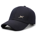 Berretto da baseball uomo blu navy con ricamo 3D kaki e tessuto in cotone twill - Regolabile / Blu navy