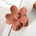 Matte coral orange flower hair claw clip with five petals for elegant hairstyles - 7cm / Brick Red