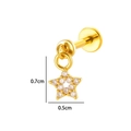 Gold-plated stainless steel star cartilage earring with sparkling cubic zirconia - Star Style (2639-3) / 1.2x8mm / Gold