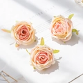 Three champagne pink silk faux rose flower heads for DIY wedding floral decoration - Nude