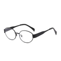 Retro oval black sunglasses with a stylish full-frame design and minimalist temples - Black Frame Transparent Lens C7