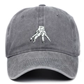 Vintage washed grey baseball cap with Wednesday Addams stitched hand embroidery detail - Adjustable / Gray