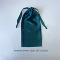 Emerald green silk drawstring storage bag with smooth texture for sleep eye mask, 26x12.5cm - Large Cloth Bag 26x12.5cm / Dark Green