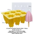 Stampo per ghiaccioli in silicone giallo a 6 fori a forma di stella con coperchio bianco - Stile Carambola a 6 Cavità (XG-79-4)