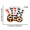 Detail of playing card embroidered patch with dimensions 6x7.3cm and tiger stripe hearts - Style 12 (Poker Heart Combination)