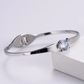 Bracciale rigido minimalista in acciaio al titanio con scintillante zircone cubico - Color Acciaio