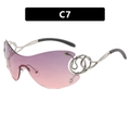 Y2K rimless sunglasses with purple gradient lenses and silver snake-shaped temples - C7-Purple to Pink Gradient