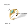 Detailed macro view of retro 18K gold ring with adjustable band and turquoise stone - Adjustable Open / Sunflower Turquoise Style (YYR023113-B)
