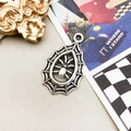 Vintage silver spider and web teardrop pendant for Halloween DIY jewelry making - 1Pc Spider 19x34mm