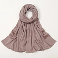 Elegant dusty pink silk-like satin hijab scarf with smooth texture and subtle glossy finish - Khaki Pink