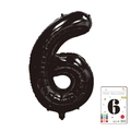 Black foil number 6 balloon with shiny metallic finish for party and birthday decoration - 40-inch Black 6-piece Cardboard Box