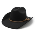 Chapeau de cowboy en feutre noir classique avec bande tressée marron pour adultes - M (56-58cm) / Noir