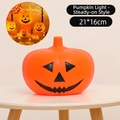 Orange 21x16cm Halloween pumpkin lantern with classic triangle eyes and steady light - 21*16cm / Steady On