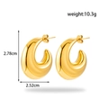 Polished chunky gold stainless steel C-shaped hoop earrings with 10.3g weight detail - ER-1286 Chunky C-Shaped Teardrop Earrings