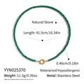Detail of 41.5cm natural stone beaded necklace with stainless steel clasp and 0.46cm beads - Green Malachite Texture Style (YYN025370)