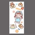 Cute cartoon waterproof PVC stickers featuring a girl, bear, and penguin in macaron tones - Lucky Girl