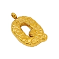 Golden letter Q pendant with irregular embossed texture and polished finish on white back - Letter Q - Gold Pendant