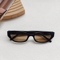 Classic black oval cat-eye sunglasses with translucent brown lenses and UV400 protection - Dark Brown