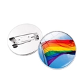 Set de broches arc-en-ciel en verre avec dos en métal argenté et épingle de sûreté - Drapeau Arc-en-ciel Design Avant (Style 31)