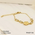 Elegante bracciale in acciaio inossidabile dorato con zircone rettangolare e fiore - Stile Floreale (KB182724-HM) / Oro / Bianco Champagne