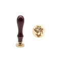 Brass wax seal stamp with lily flower pattern and dark brown wooden handle - Painted Handle + Brass Head Lily