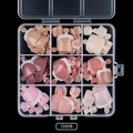 French manicure press-on toenails set with nine pink and nude colors in storage box - French Press On Toe Nails (D008)