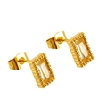 Vergoldete Ohrstecker aus Edelstahl mit klaren Zirkonia in rechteckiger Form - 18K Gold / Weißer Zirkonia