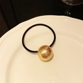 Minimalist gold brushed metal ball hair tie with black high-elastic rubber band - Brushed Circle / Gold