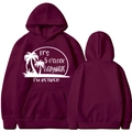 Burgundy 'It's 5 O'clock Somewhere I'm Retired' hoodie with palm tree graphics - Burgundy