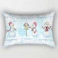 Christmas snowman watercolor pillowcase with red hats and birdhouse for sofa home decor - 45*45cm Short Plush No Core / Watercolor Snowman Style 9
